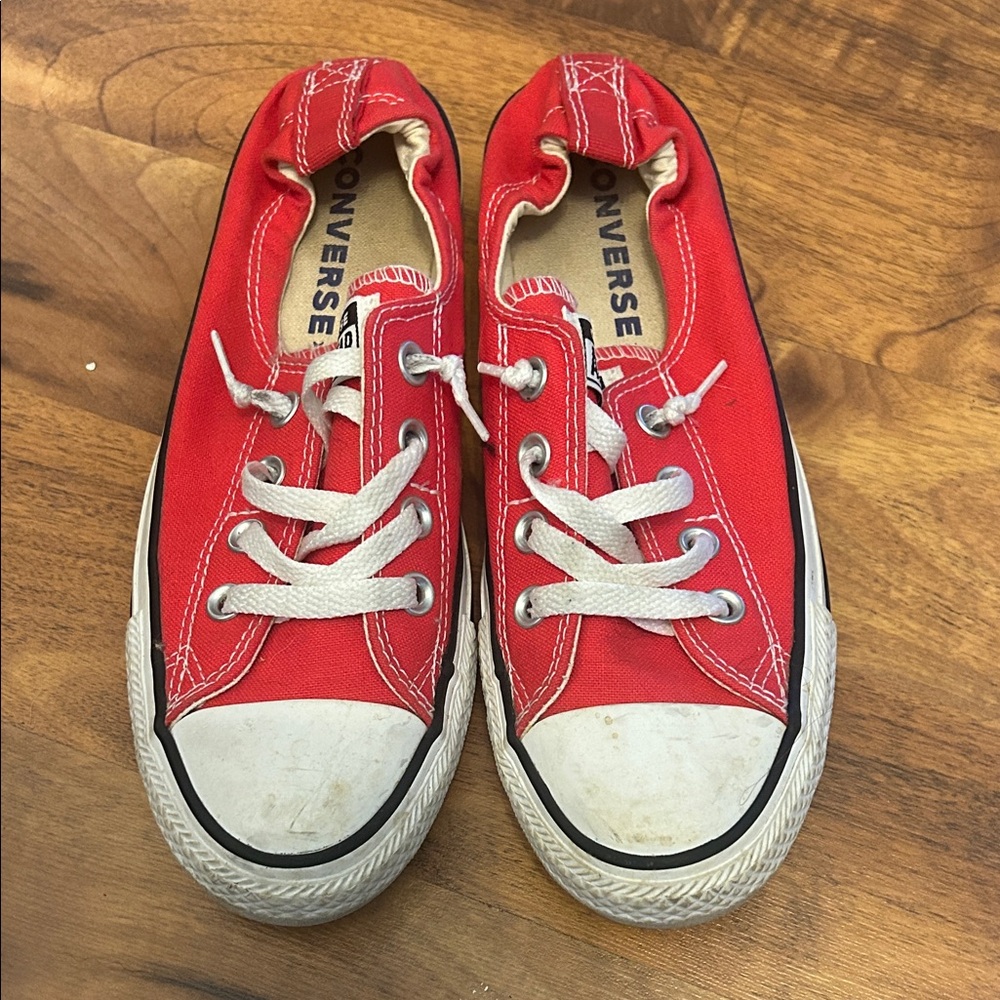 Converse Red Low-Top Canvas Sneakers with White Laces
